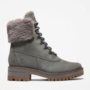 NIB Timberland Courmayeur Valley 6” Faux-Fur Boots Grey Nubuck size 7.5/8